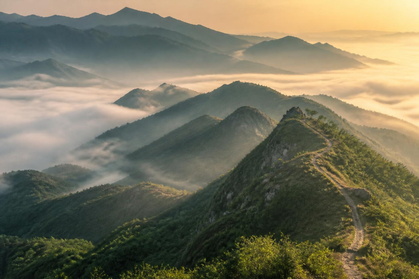 Misty mountains at dawn